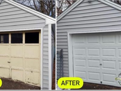 Before And After Garage Door Restoration